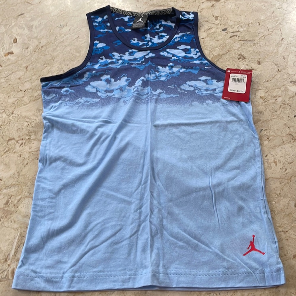 Jordan boys tank NWT Size L ombre/camo blue